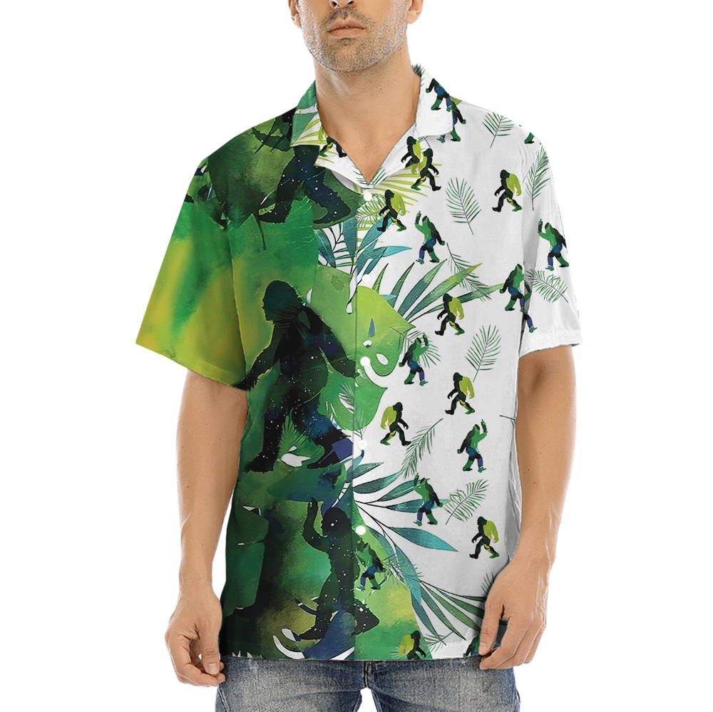 Tropical Green Bigfoot Aloha Button Up Shirt - variant image 1