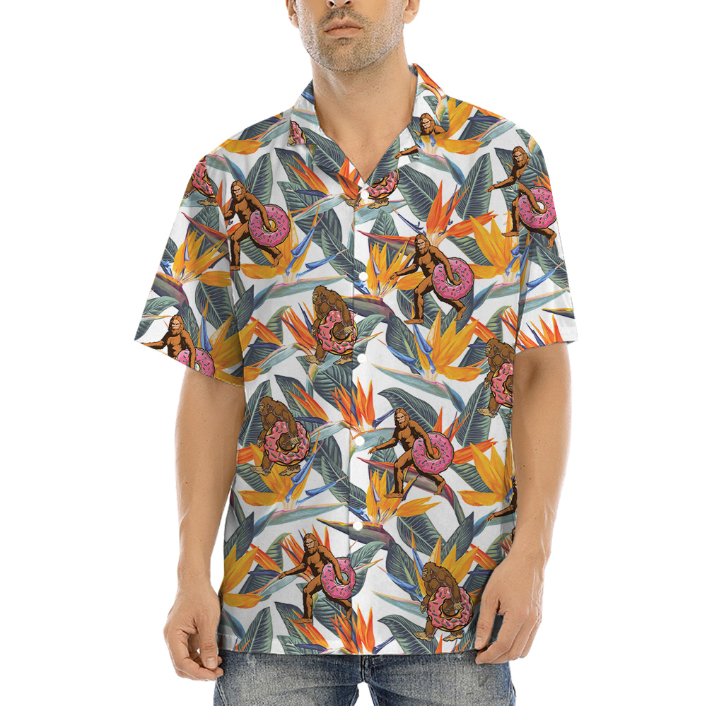 Bigfoot Donut Tropical Hawaiian Shirt - variant image 1