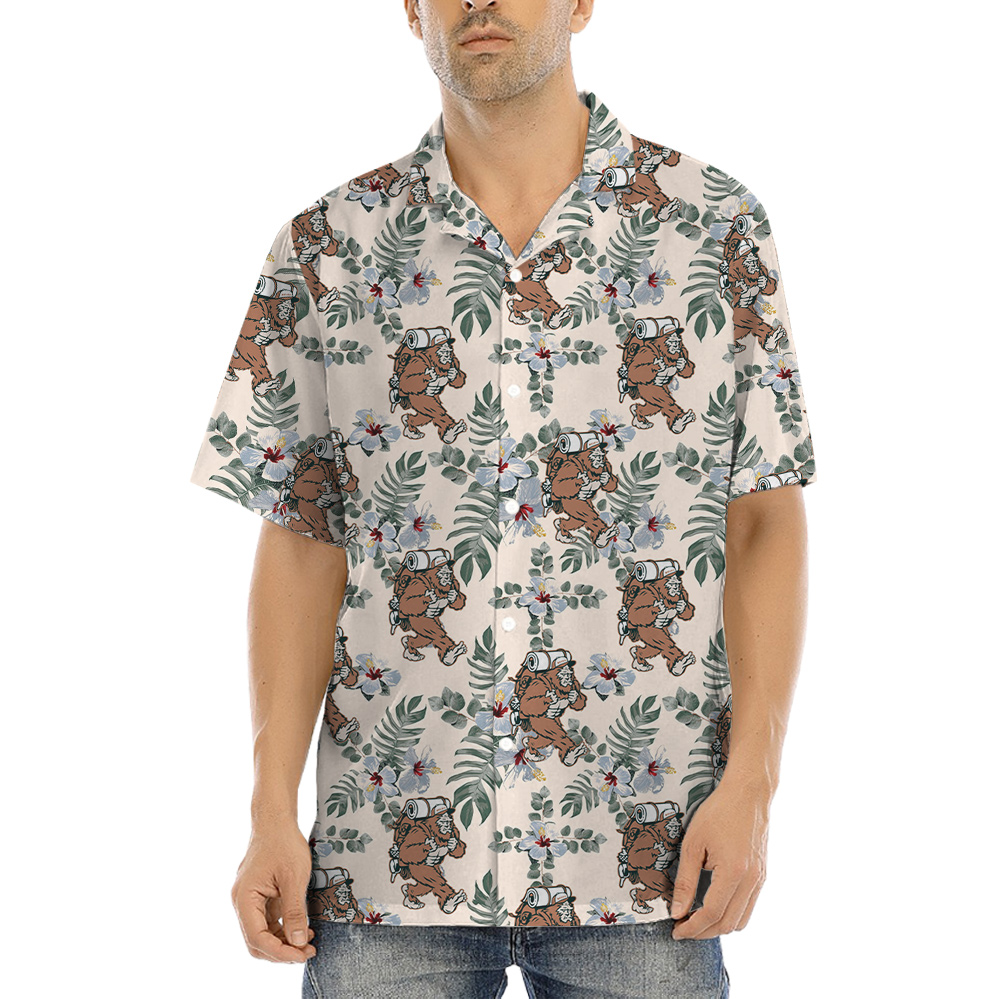 Bigfoot Camping Floral Hawaiian Shirt - variant image 1