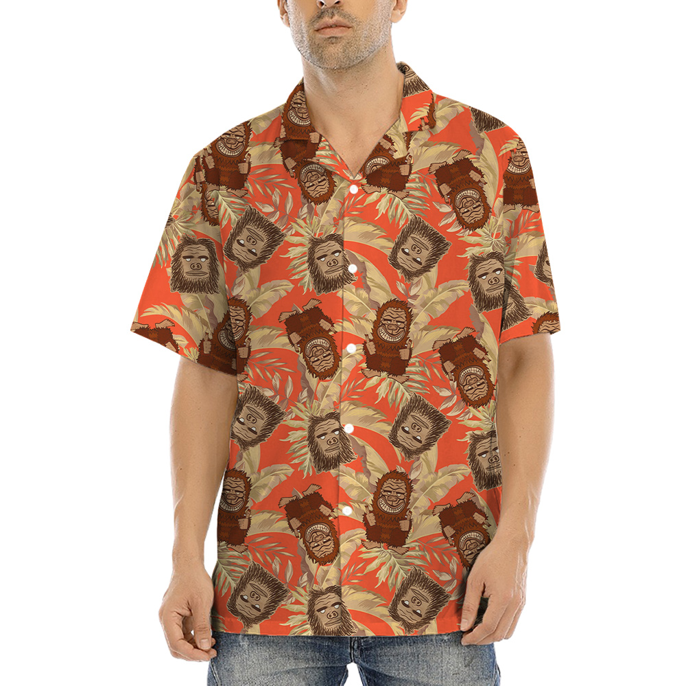 Vintage Sasquatch Tropical Orange Hawaiian Shirt - variant image 1