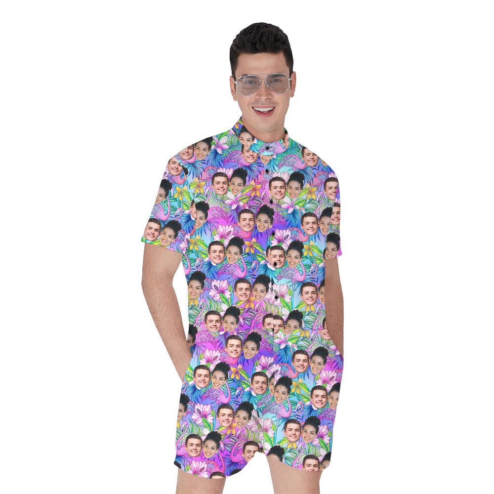 Hilarious Custom Pictures Flamingo Floral RompHim - variant image 1