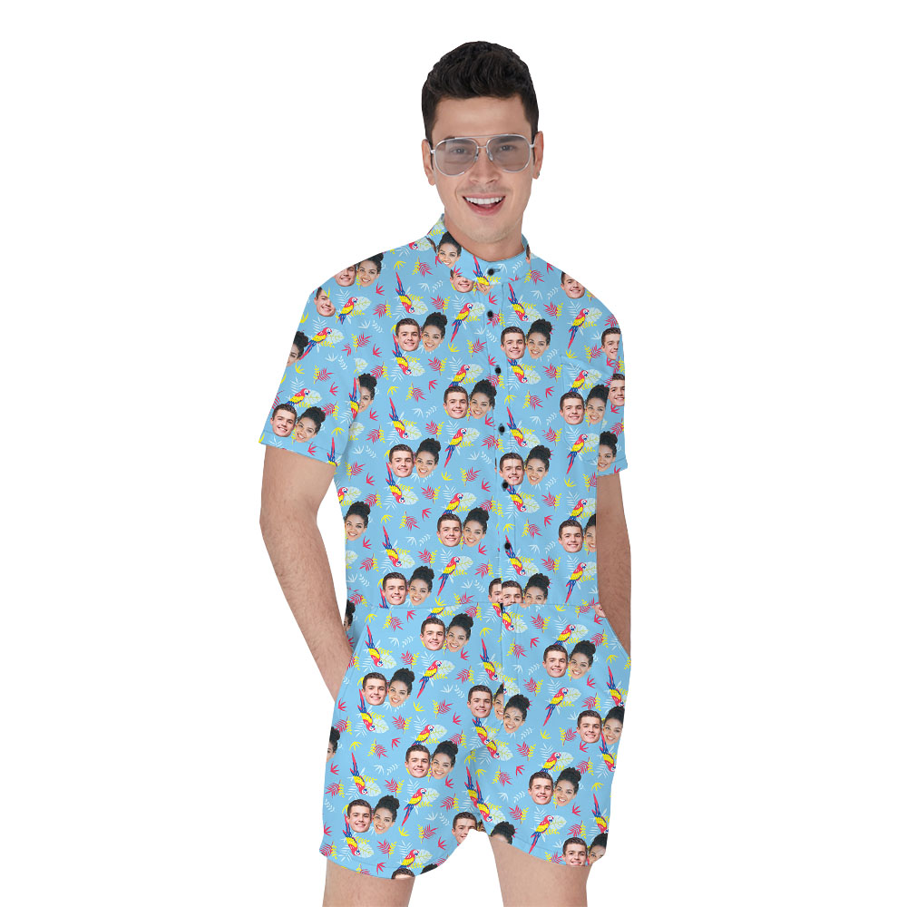 Personalized 1-5 Pictures Men's RompHim Blue - variant image 1