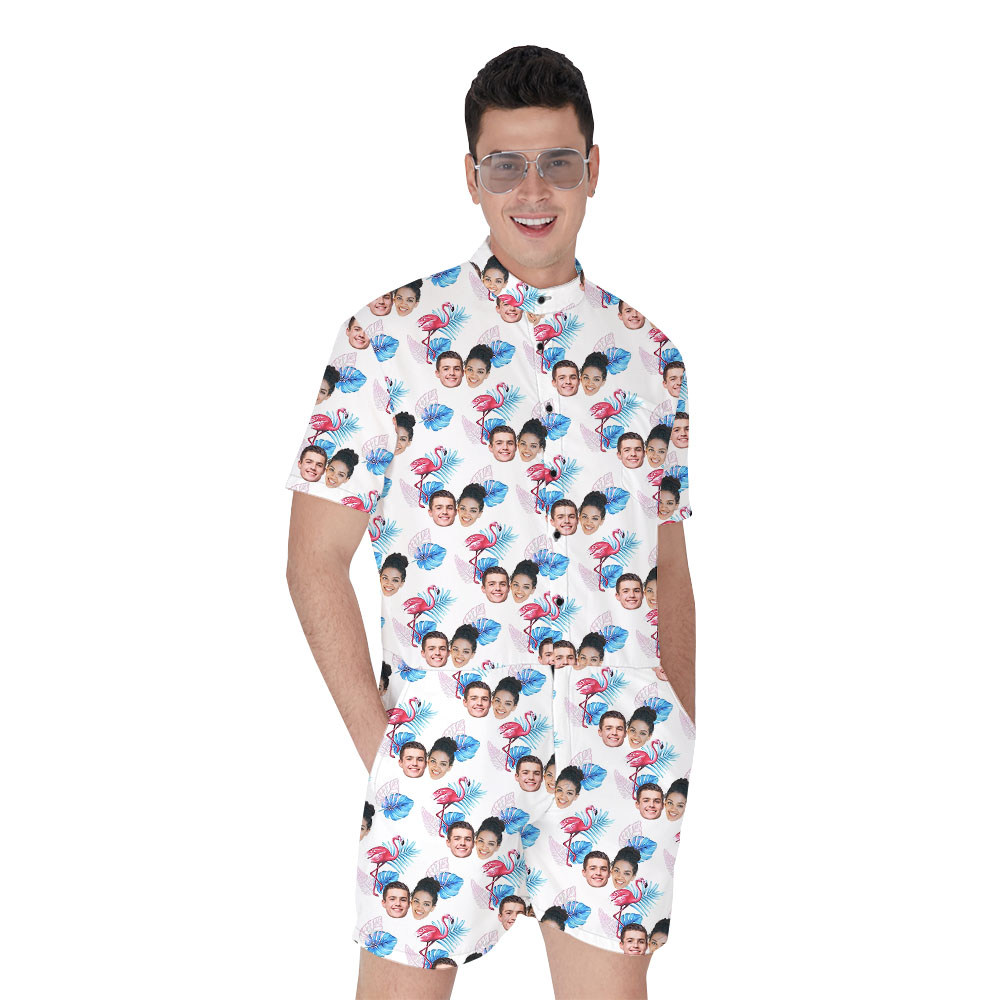 Custom 5 Faces Men's Romper With Flamingo Print - variant image 1