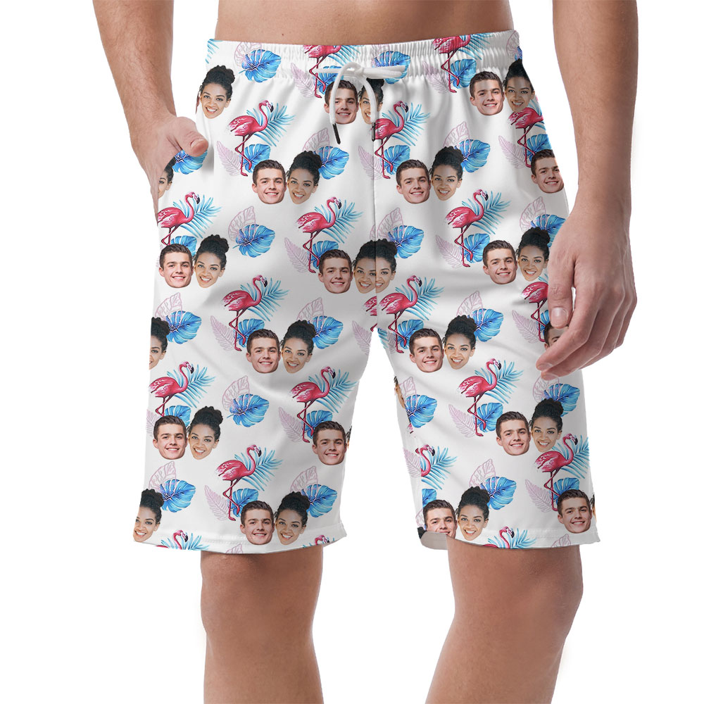 1-5 Faces Flamingo Pink Beach Shorts For Men - variant image 1