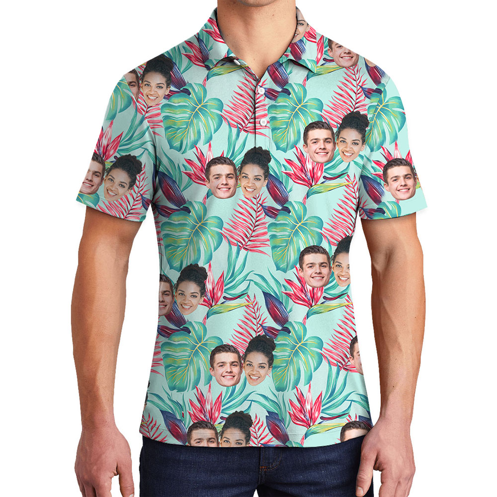 Aloha Men's Collared Polo Shirt With Multiple Faces - variant image 1