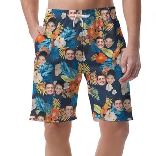 Floral Men's Casual Shorts With Up To 5 Faces