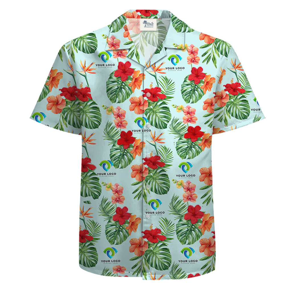 Custom Logo on Floral Pattern Tropical Shirt No Minimum - variant image 1