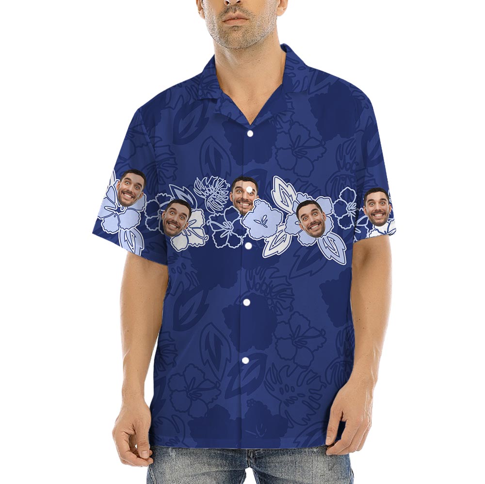 Custom Different Face Men's Tropical Button Up Shirt - variant image 1