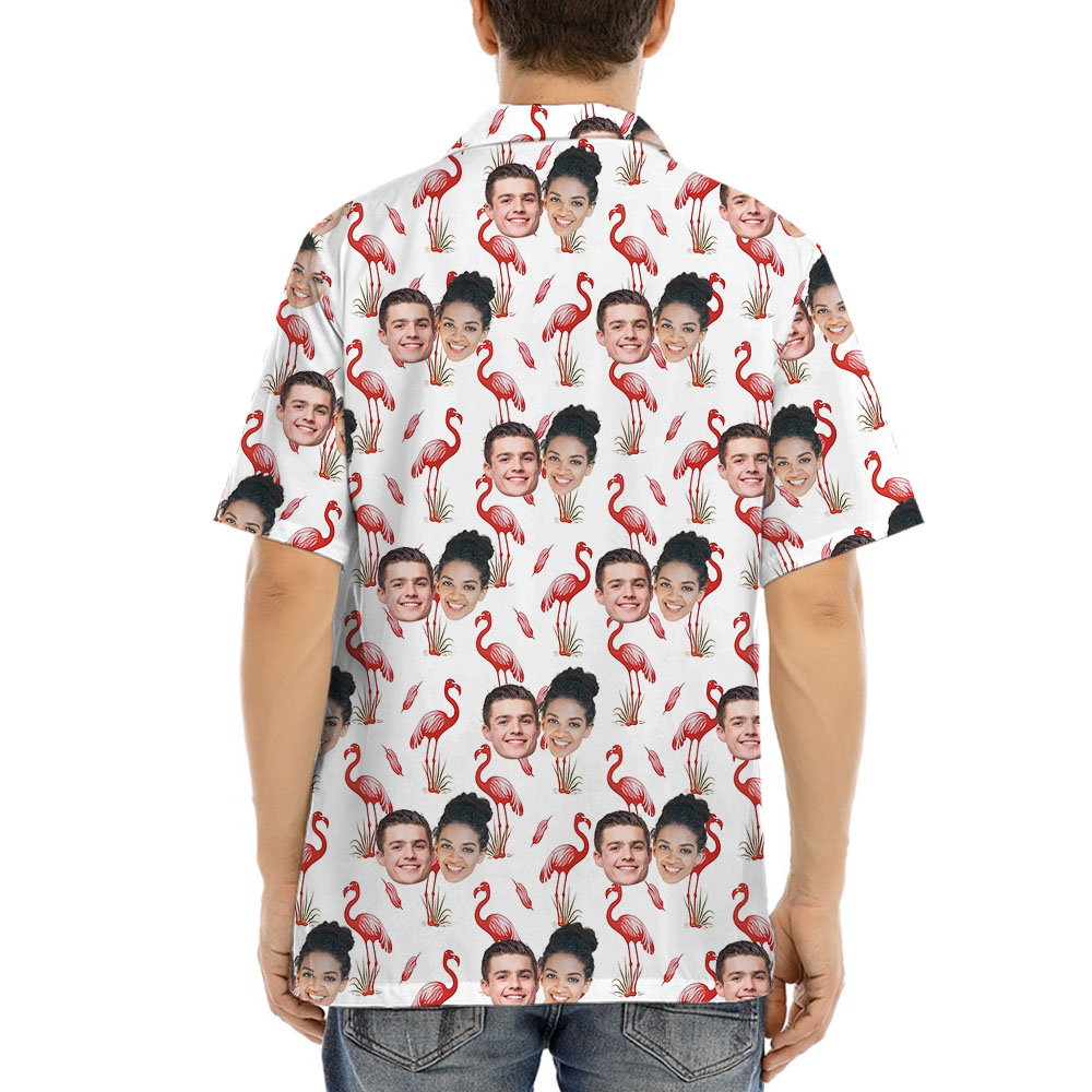 Pink Flamingo Aloha Shirt With 1-5 Faces