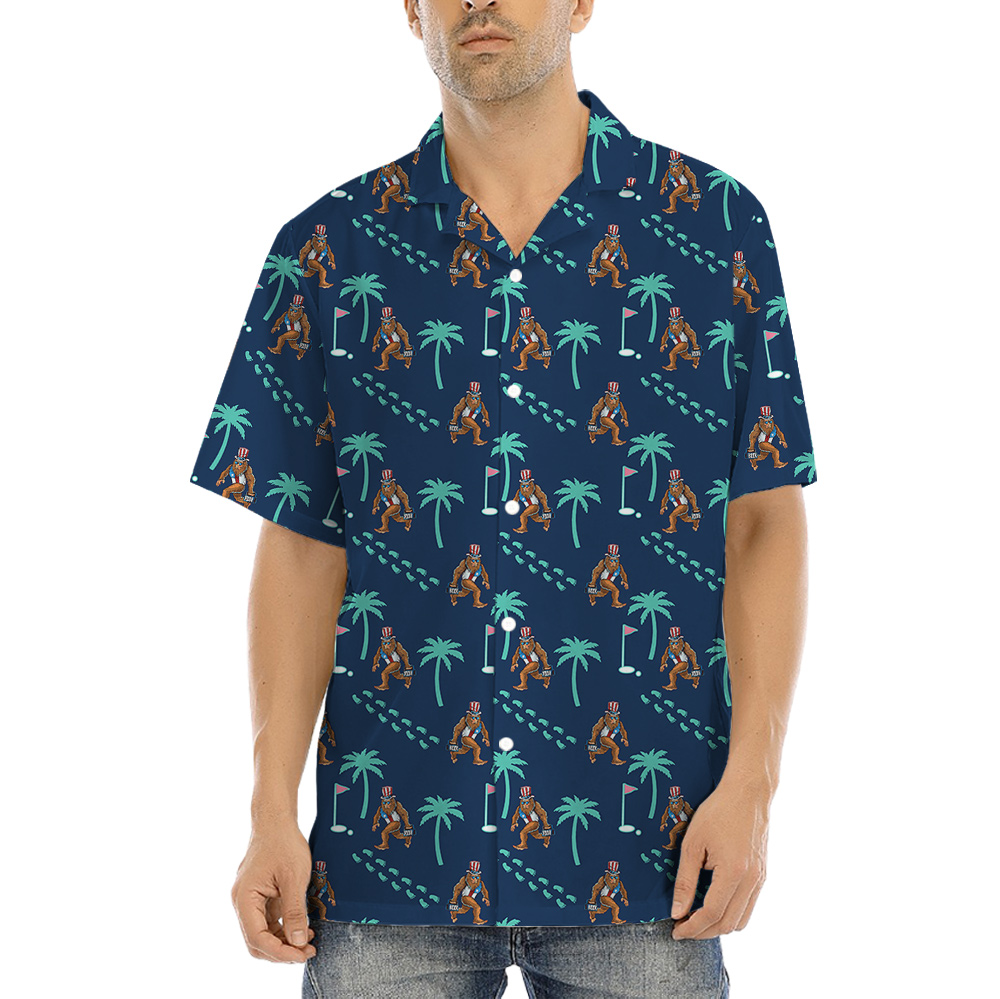 4th Of July Bigfoot Golf Hawaiian Shirt