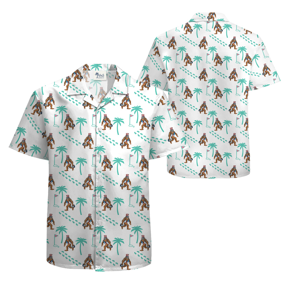 4th Of July Bigfoot Golf Hawaiian Shirt