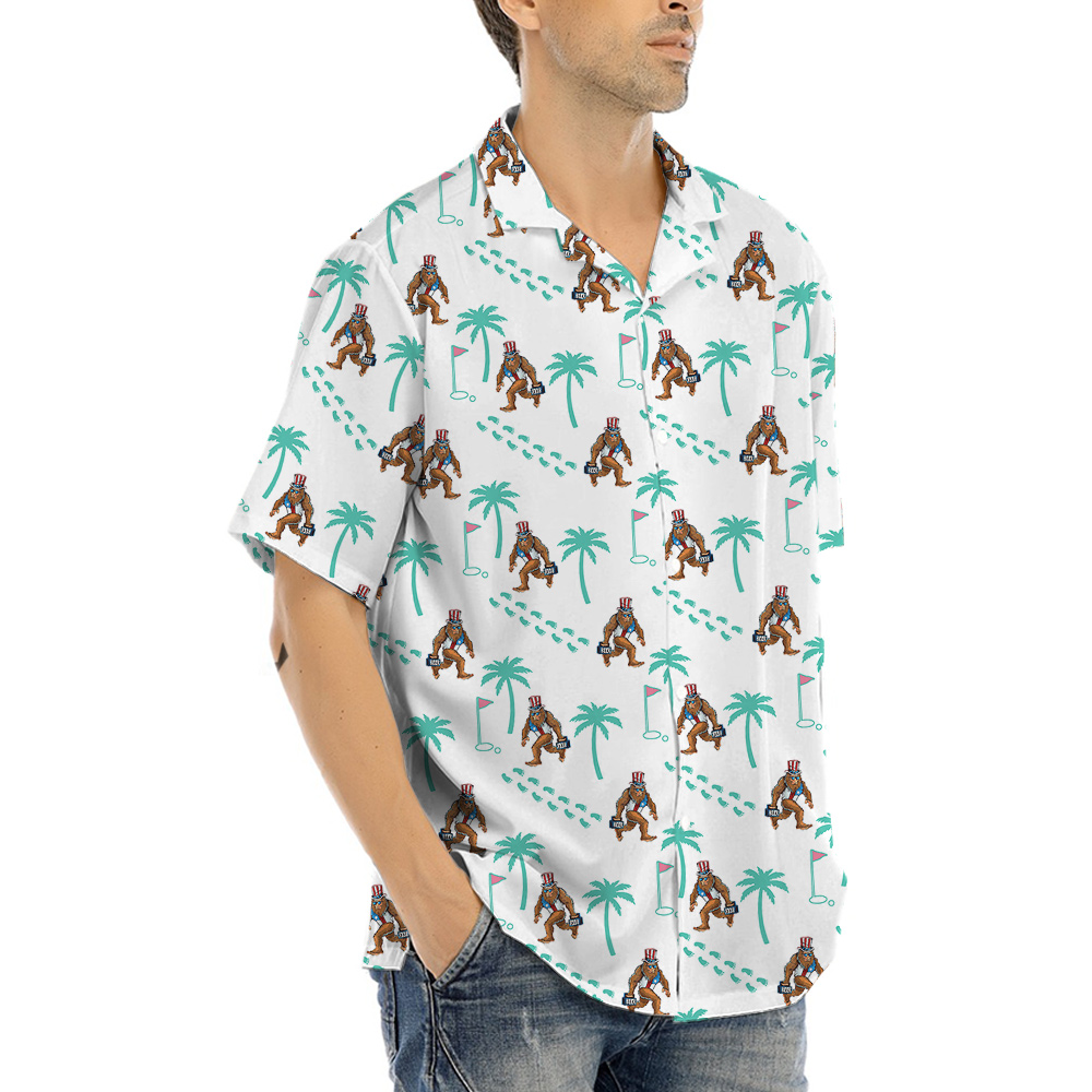 4th Of July Bigfoot Golf Hawaiian Shirt