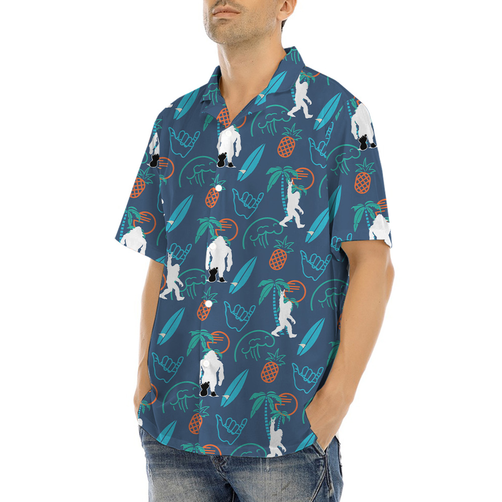 Summer Vibes Bigfoot Navy Hawaiian Shirt