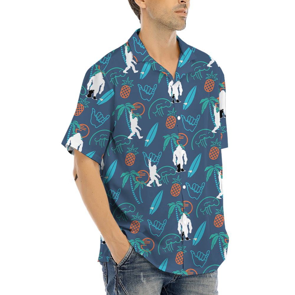 Summer Vibes Bigfoot Navy Hawaiian Shirt
