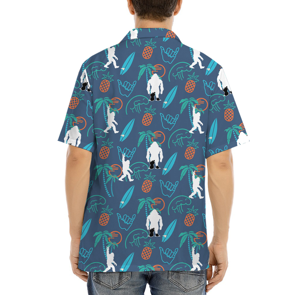 Summer Vibes Bigfoot Navy Hawaiian Shirt