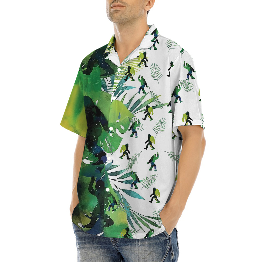 Tropical Green Bigfoot Aloha Button Up Shirt