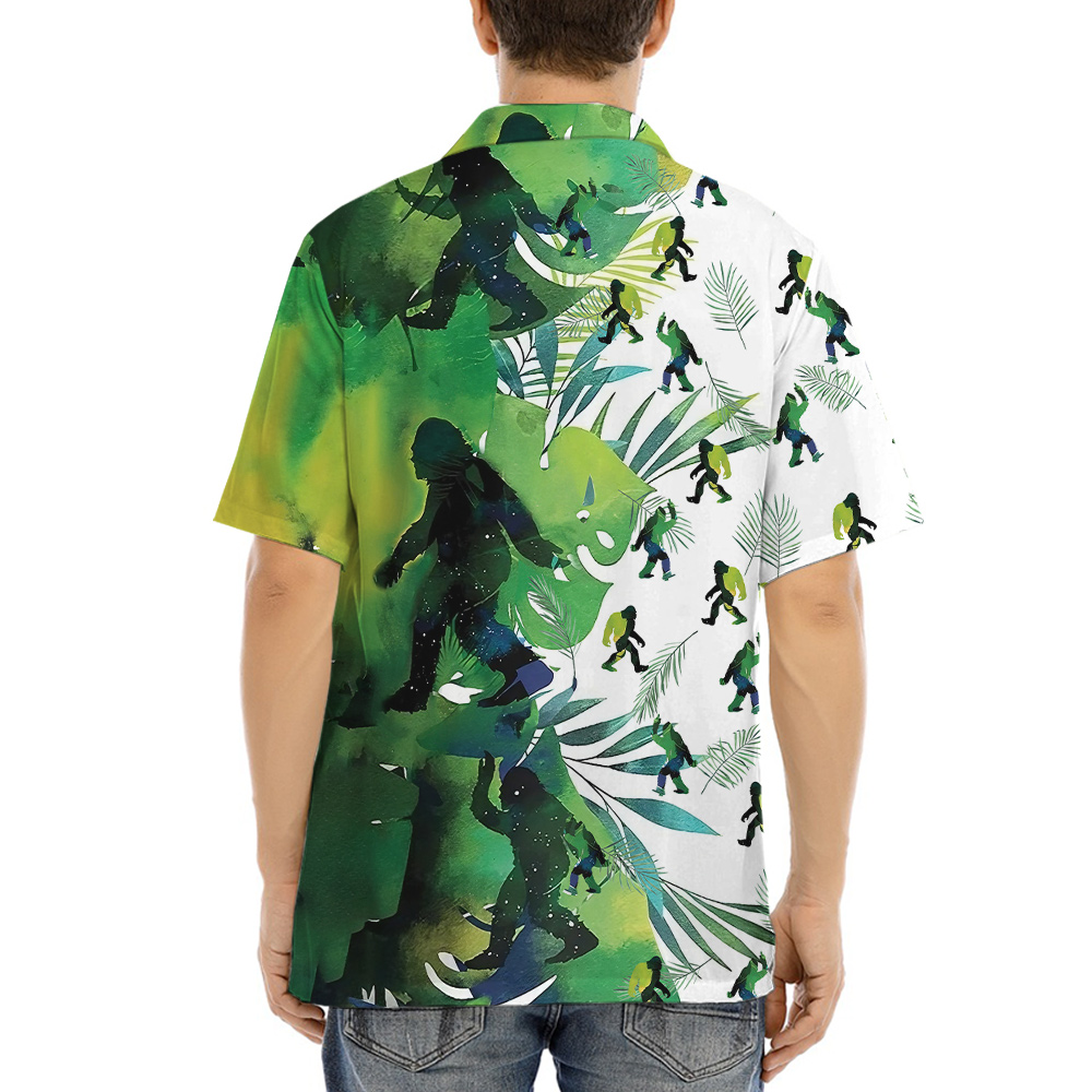 Tropical Green Bigfoot Aloha Button Up Shirt