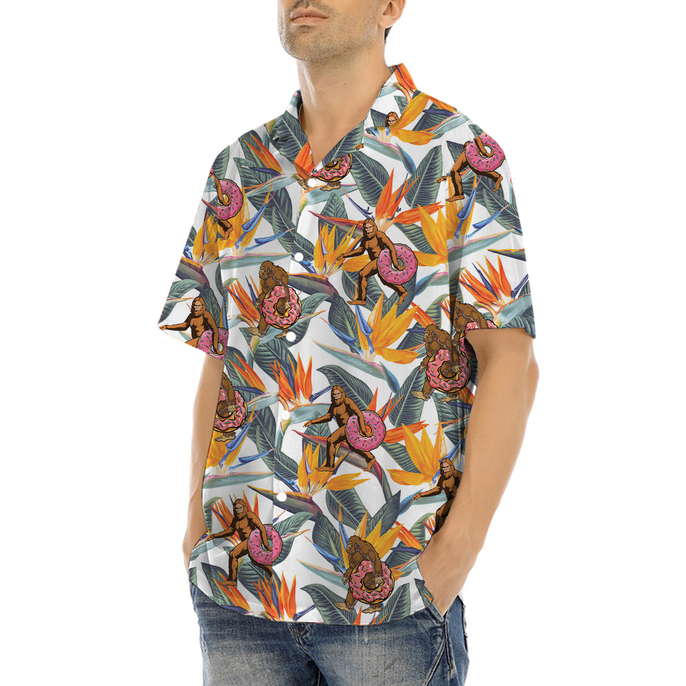 Bigfoot Donut Tropical Hawaiian Shirt