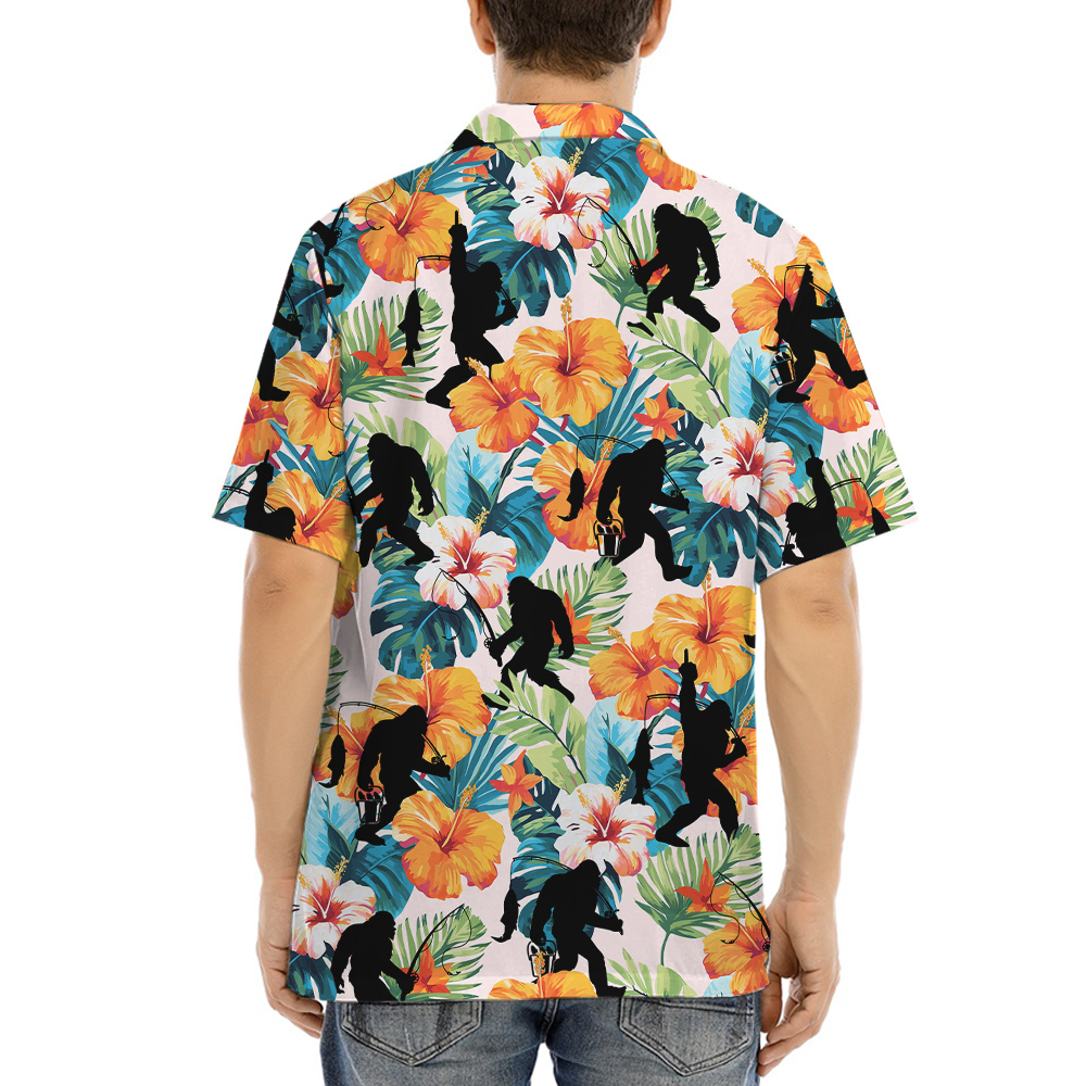 Fishing Bigfoot Tropical Hawaiian Shirt