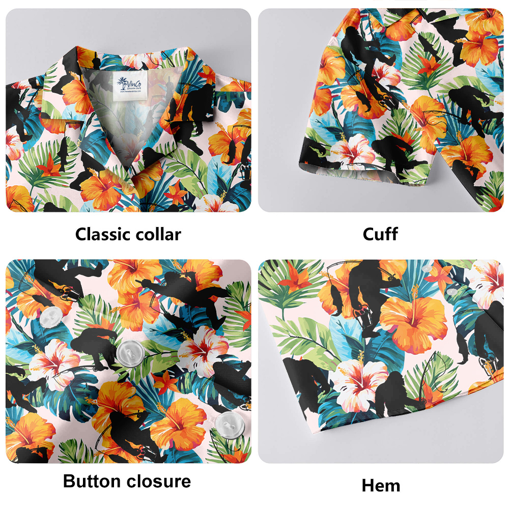 Fishing Bigfoot Tropical Hawaiian Shirt