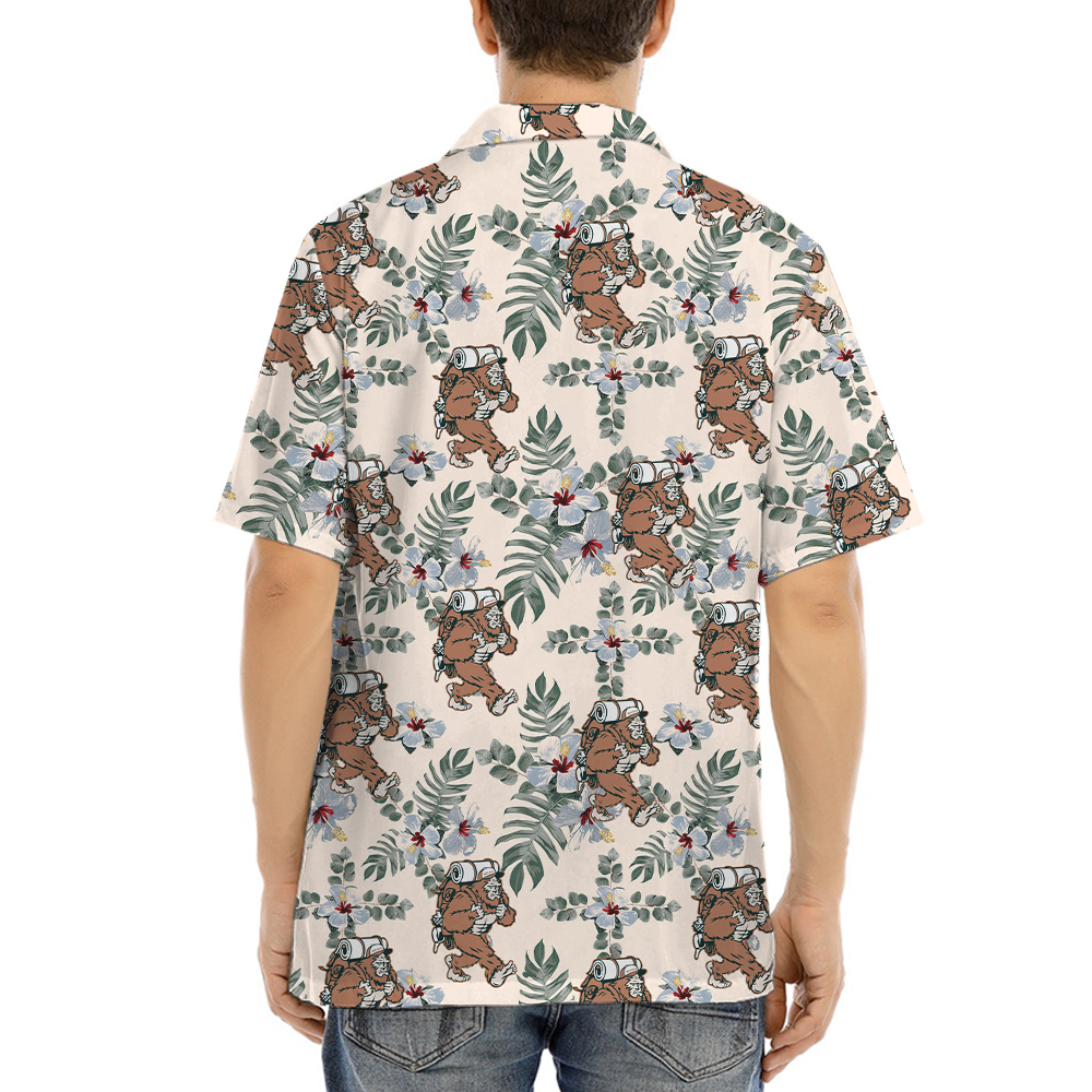 Bigfoot Camping Floral Hawaiian Shirt