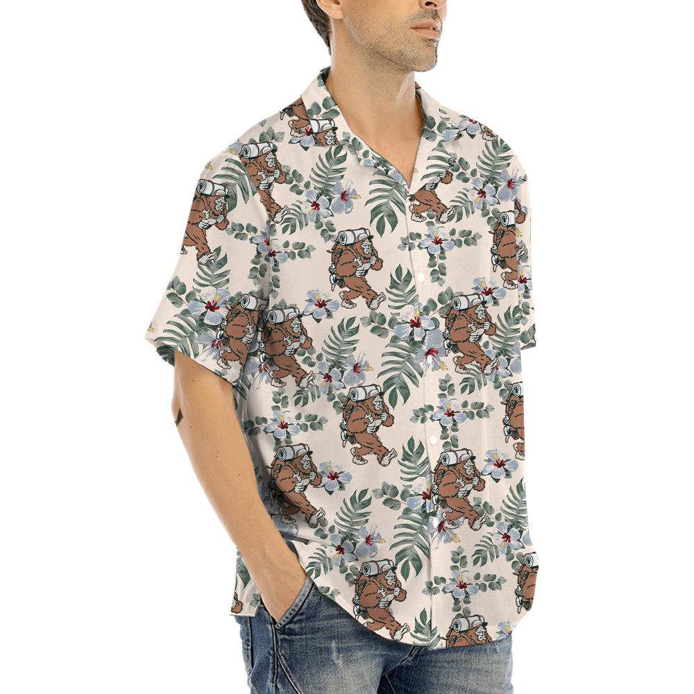 Bigfoot Camping Floral Hawaiian Shirt