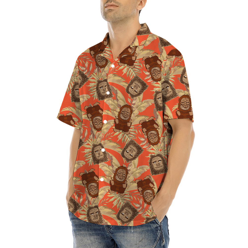 Vintage Sasquatch Tropical Orange Hawaiian Shirt