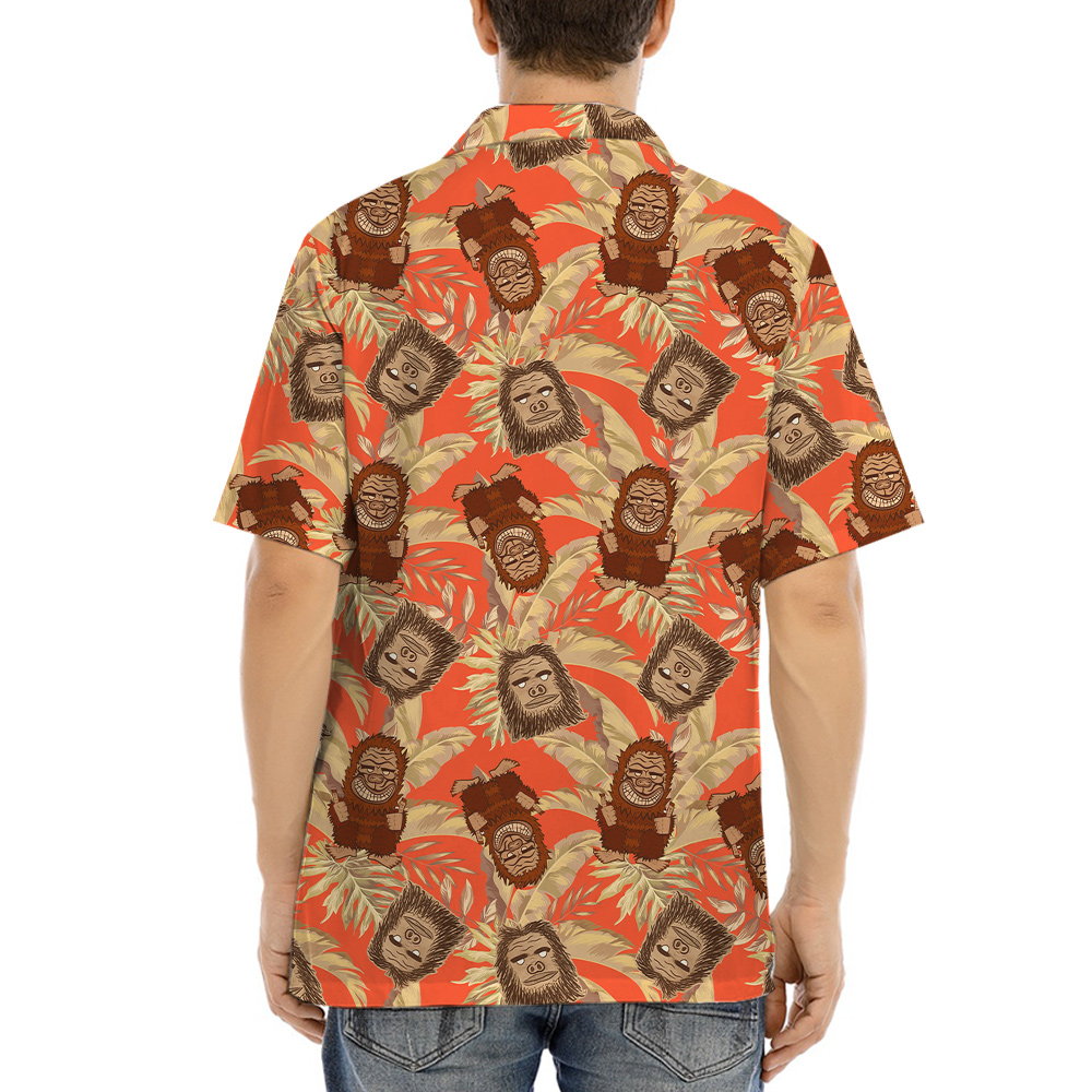 Vintage Sasquatch Tropical Orange Hawaiian Shirt