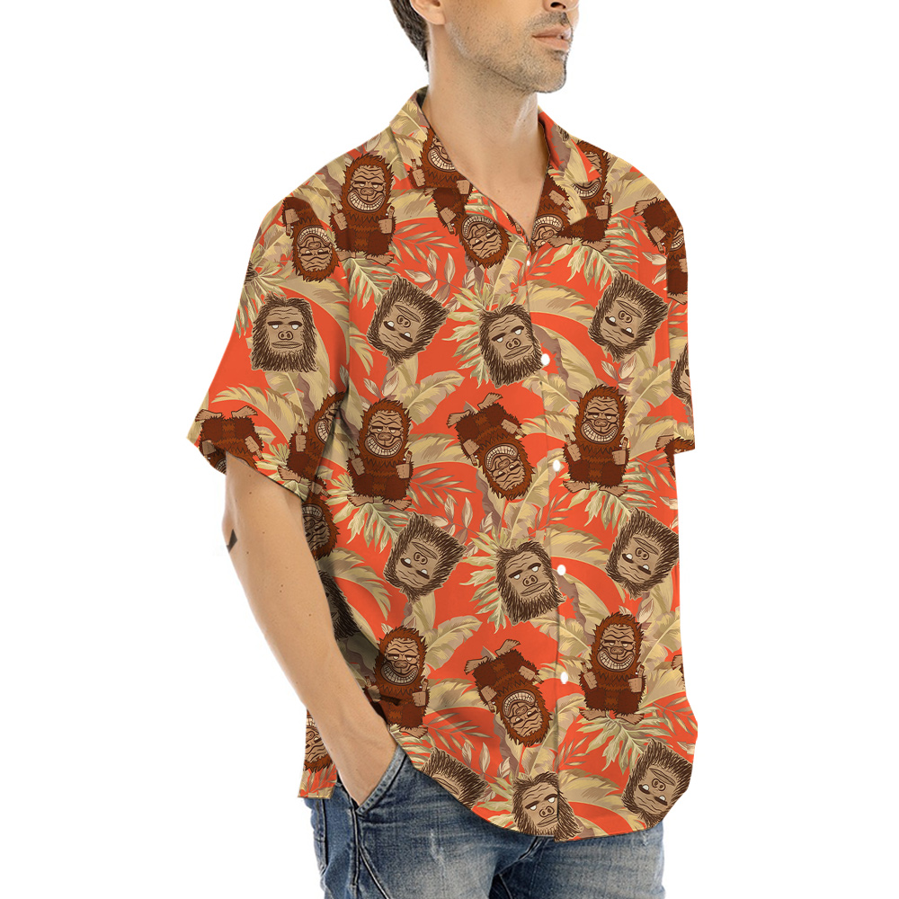 Vintage Sasquatch Tropical Orange Hawaiian Shirt