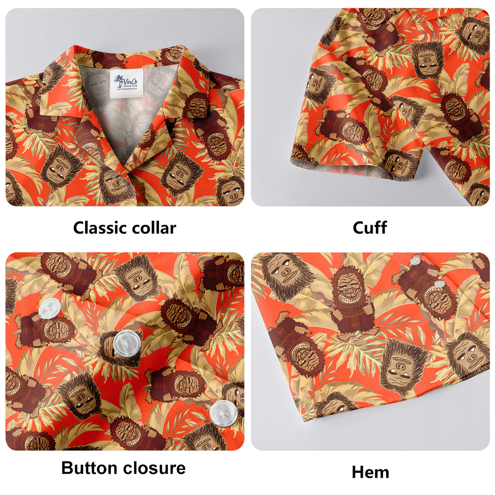 Vintage Sasquatch Tropical Orange Hawaiian Shirt