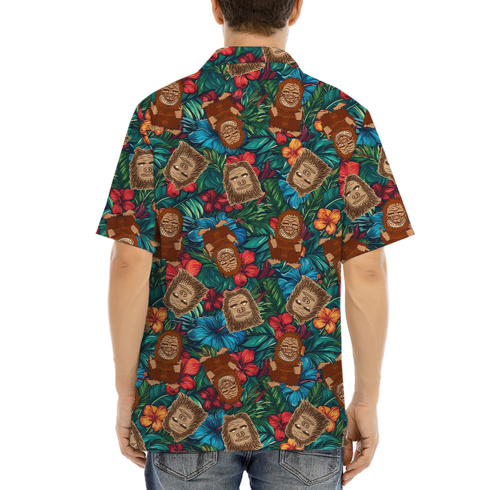 Vintage Tiki Bigfoot Tropical Hawaiian Shirt