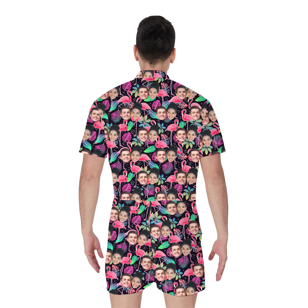 Unique Flamingo Men's Romper With Personalized Pictures