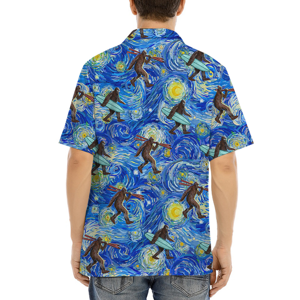 Starry Night Bigfoot Hawaiian Shirt