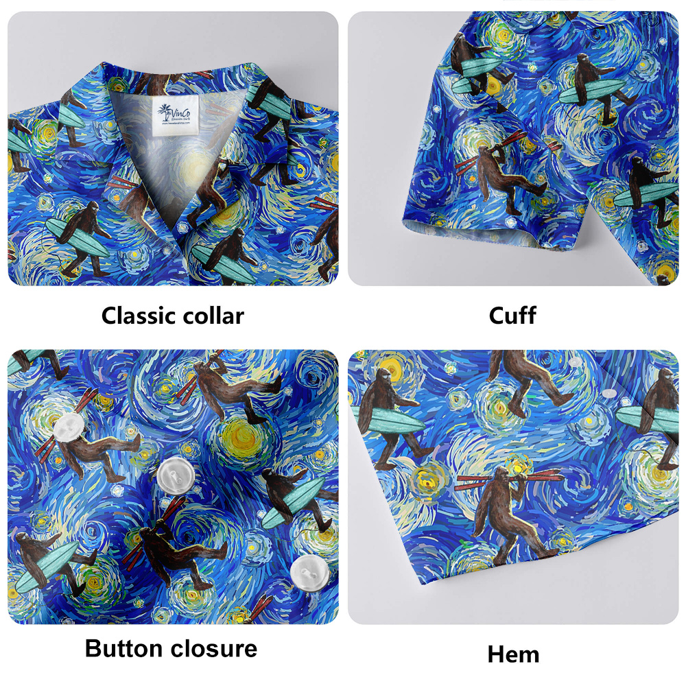 Starry Night Bigfoot Hawaiian Shirt