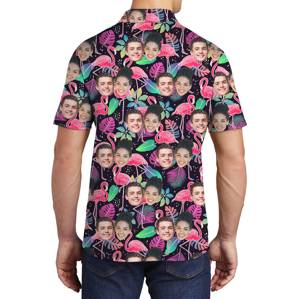 Custom Picture Men's Polo Shirt With Flamingo Print