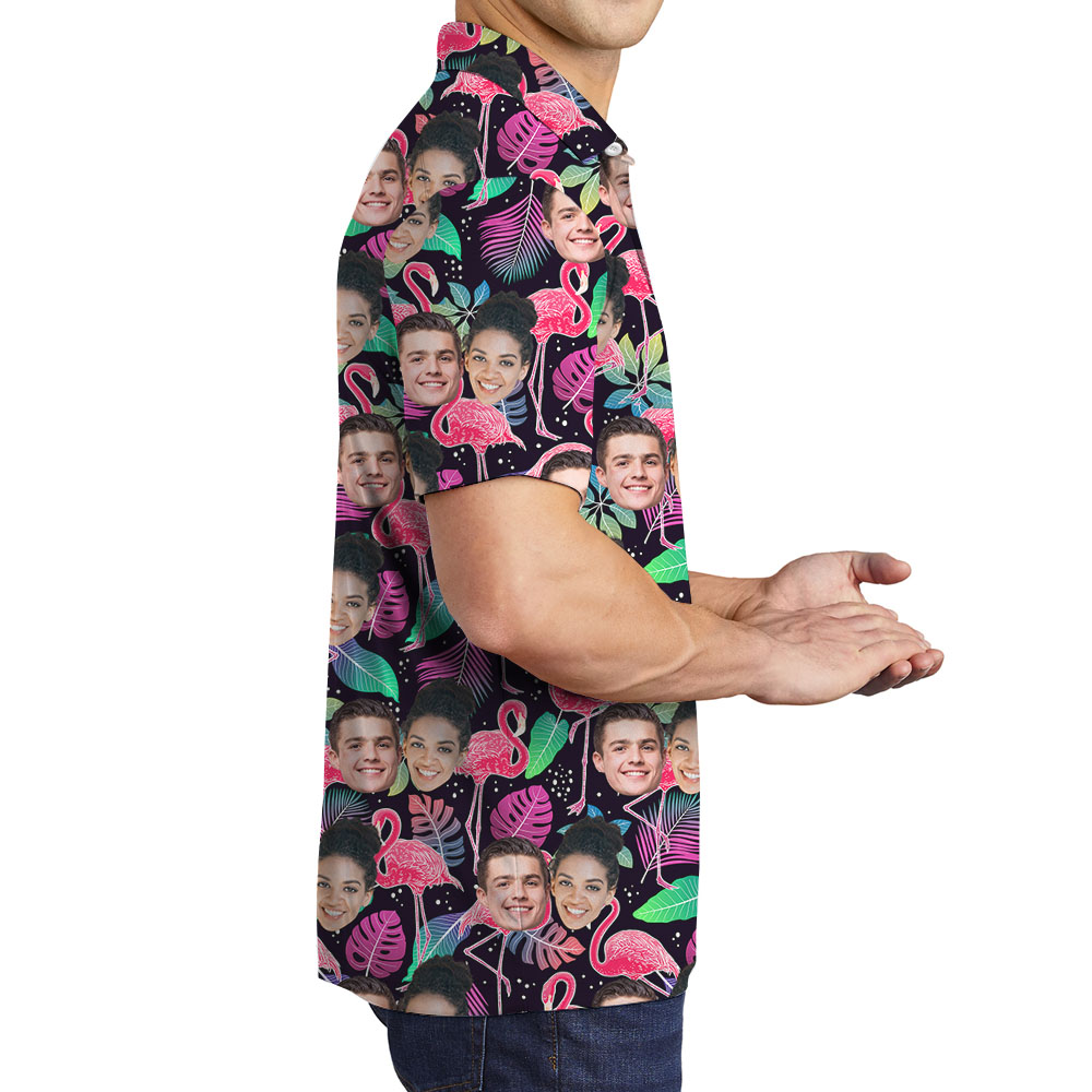 Custom Picture Men's Polo Shirt With Flamingo Print