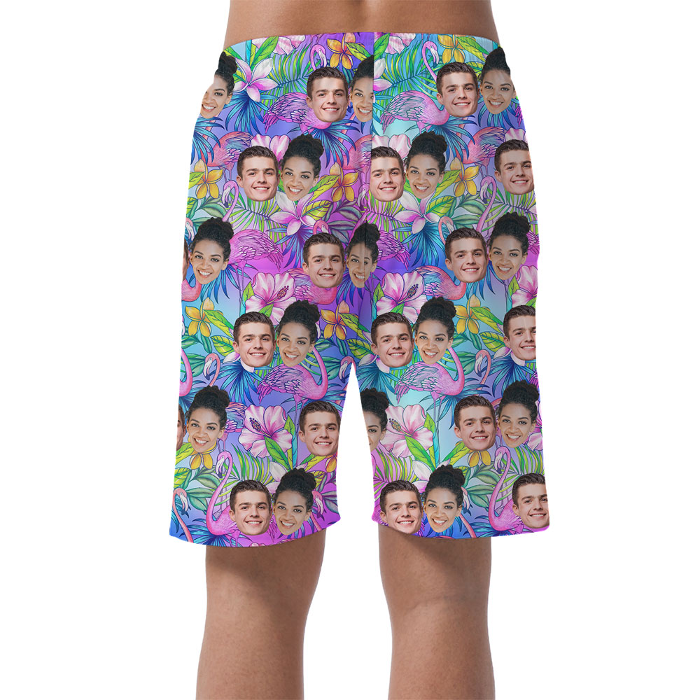 Cool Men's Beach Short Flamingo And Personalized Pictures