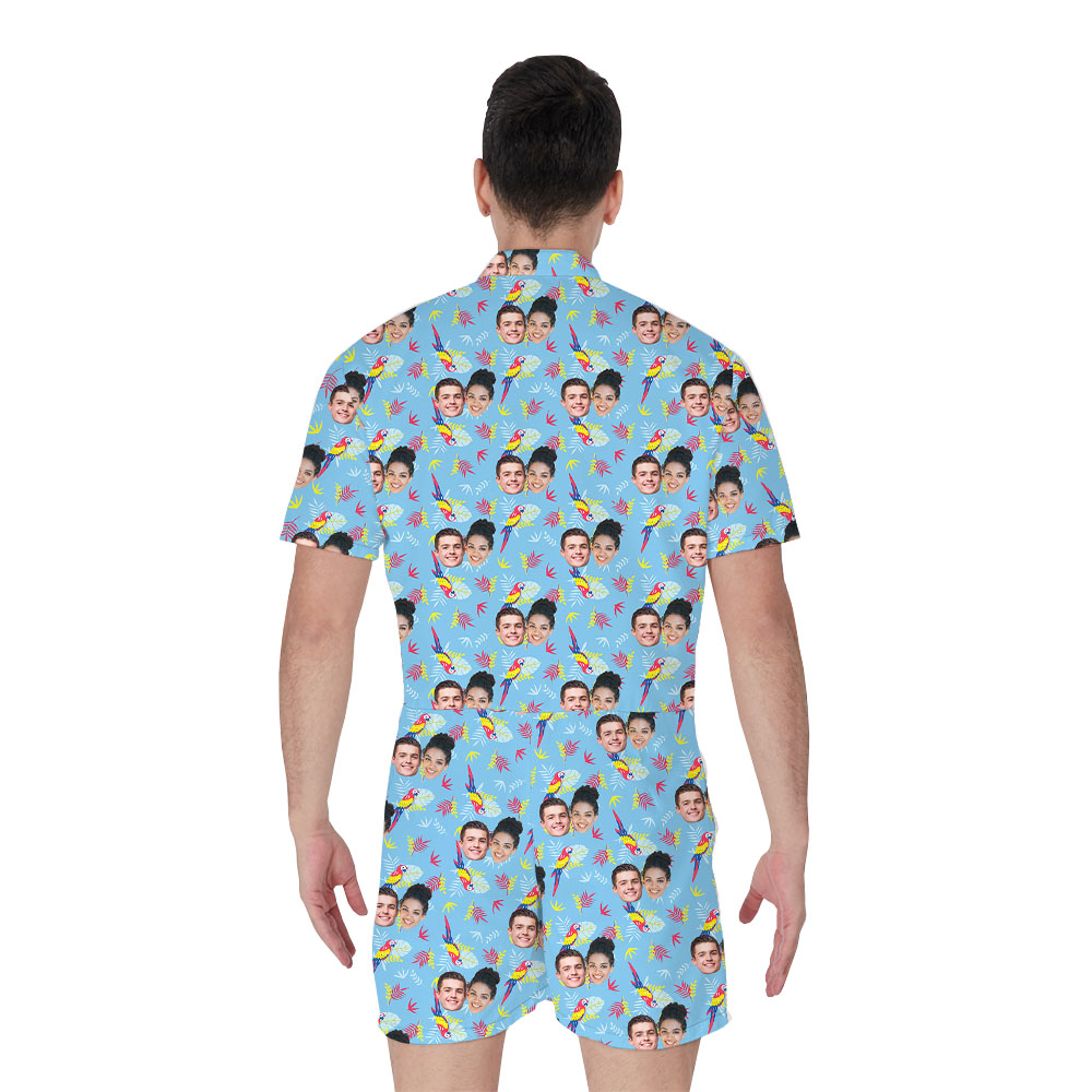 Personalized 1-5 Pictures Men's RompHim Blue