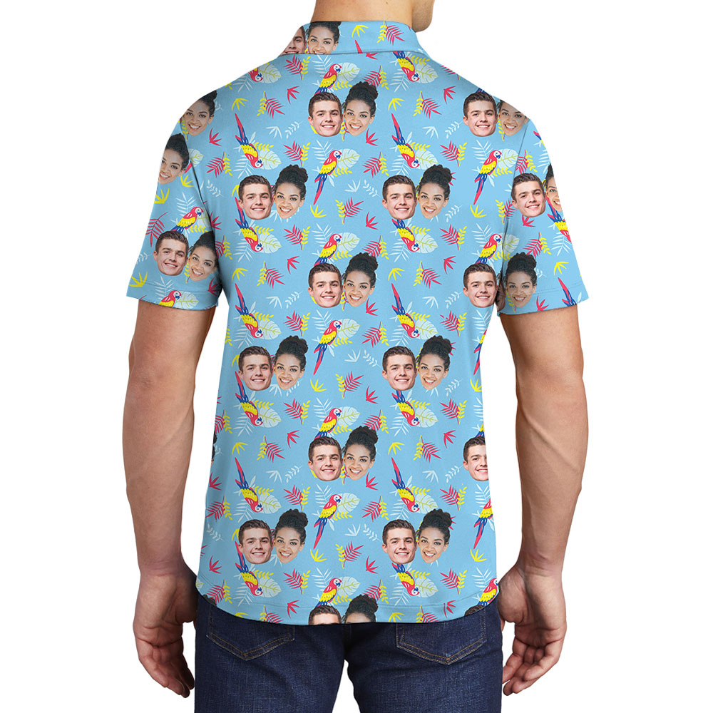 Blue Bird Custom Couple Face Collared Shirt