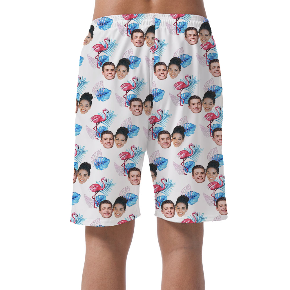 1-5 Faces Flamingo Pink Beach Shorts For Men