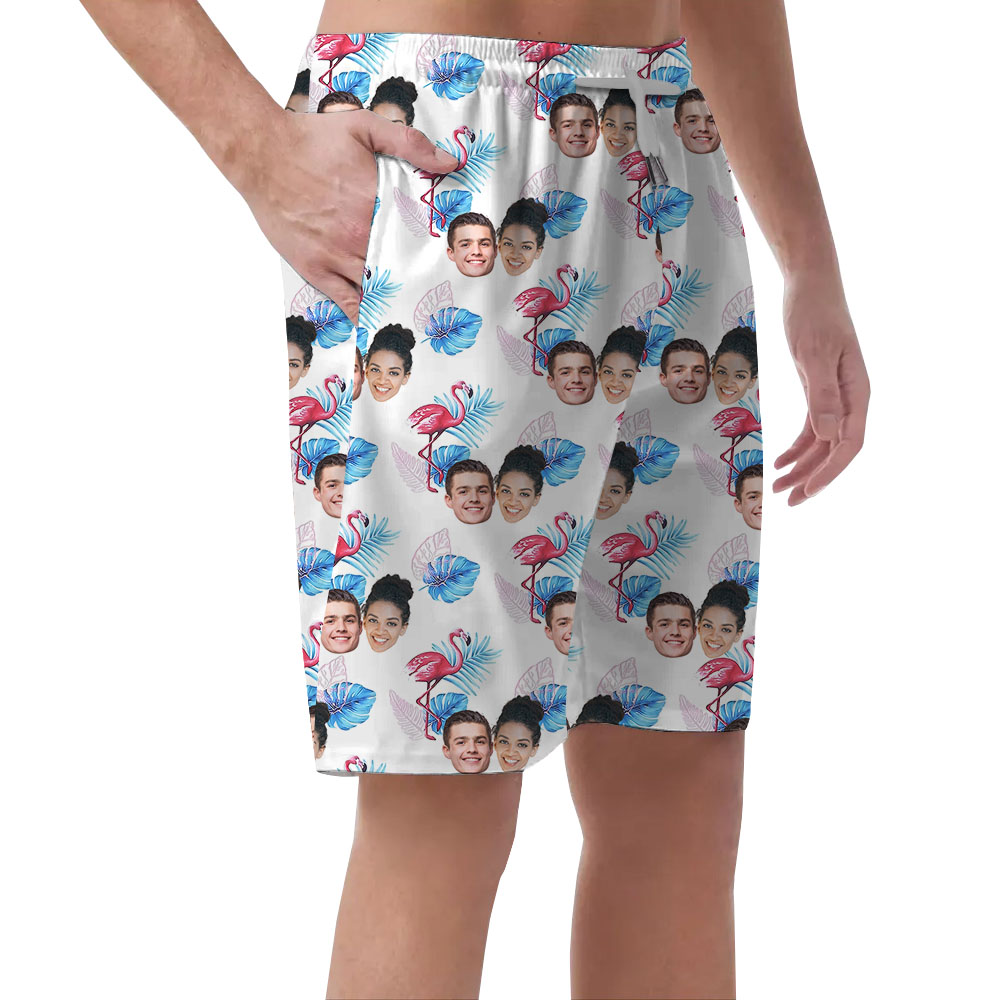 1-5 Faces Flamingo Pink Beach Shorts For Men