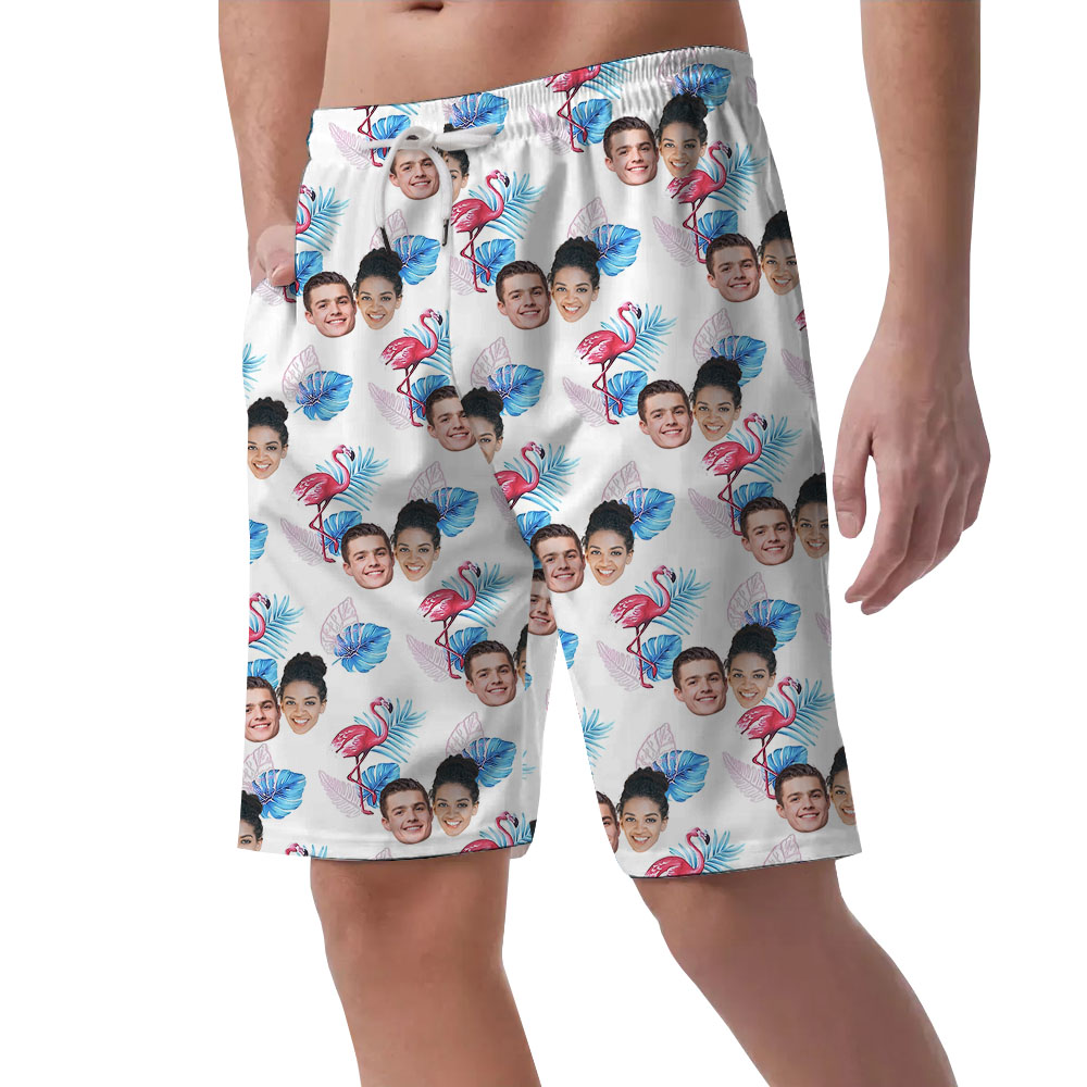 1-5 Faces Flamingo Pink Beach Shorts For Men