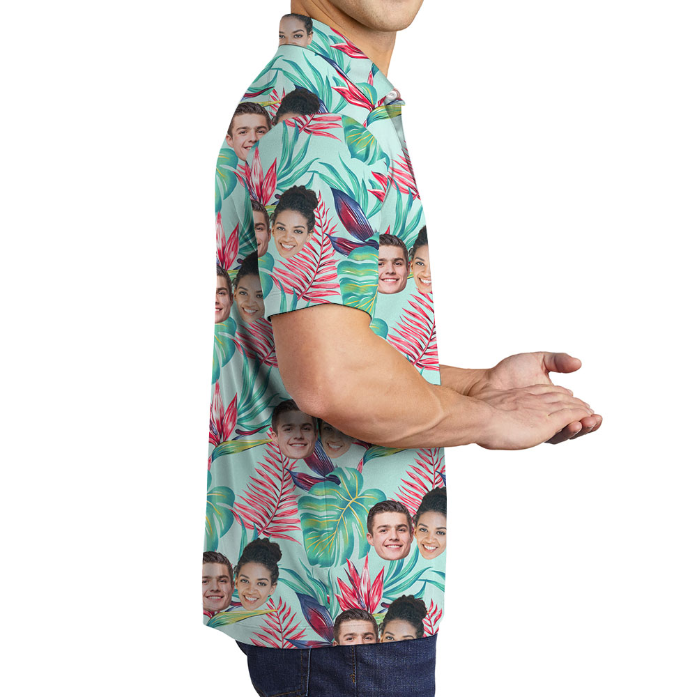 Aloha Men's Collared Polo Shirt With Multiple Faces