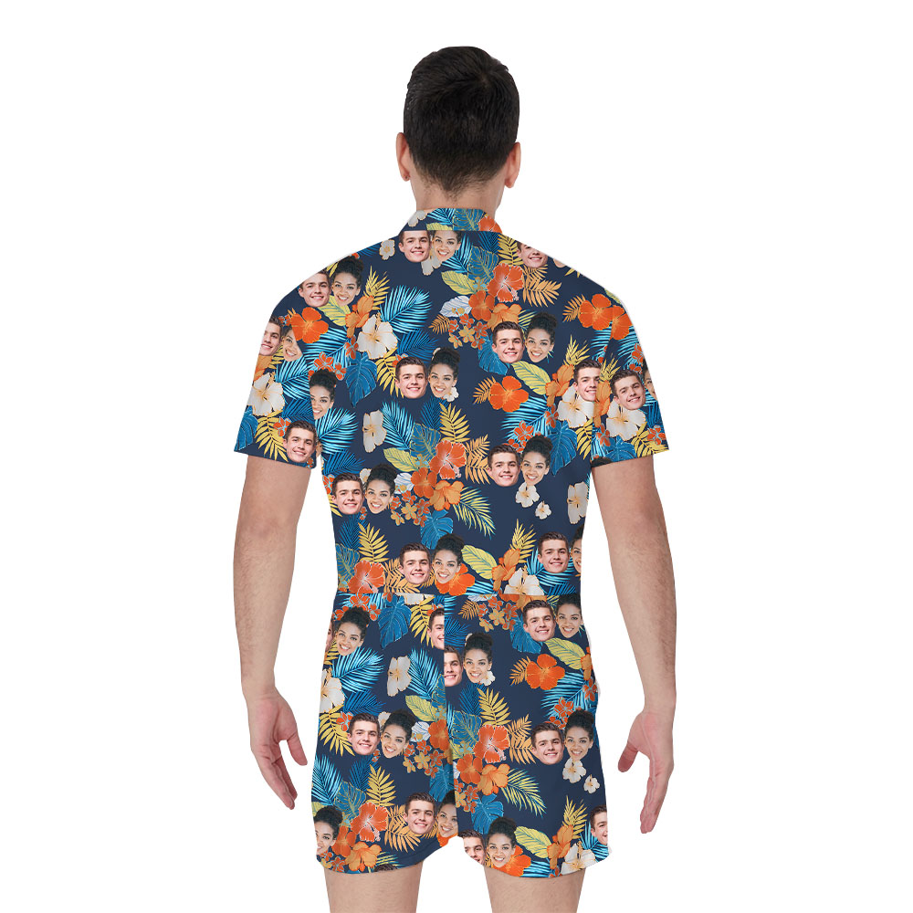 Cool Personalized 5 Faces Flower Romper For Male