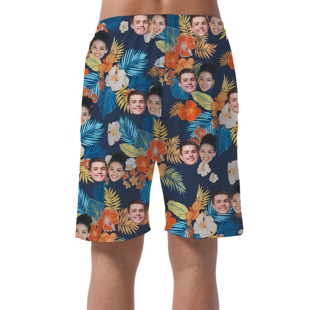 Floral Men's Casual Shorts With Up To 5 Faces