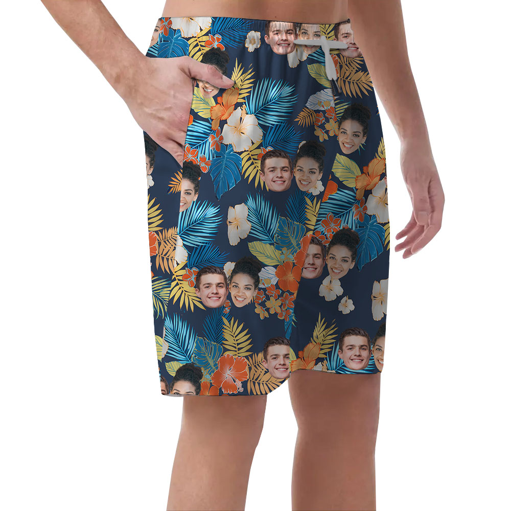 Floral Men's Casual Shorts With Up To 5 Faces