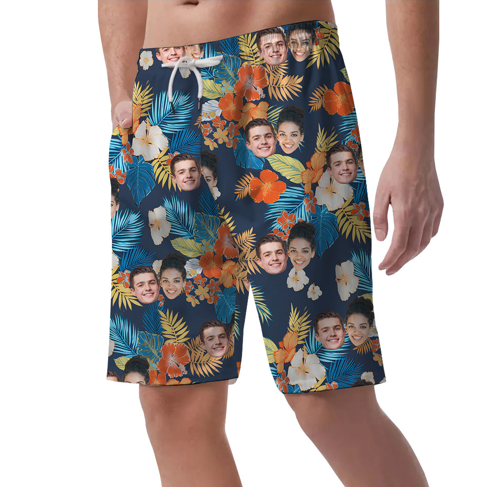 Floral Men's Casual Shorts With Up To 5 Faces