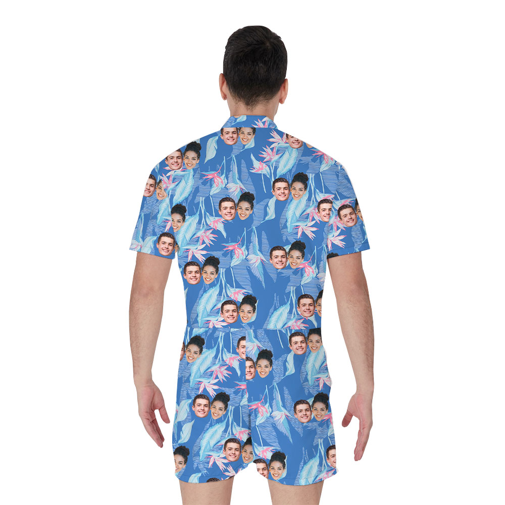 Vintage Custom Face Men's RompHim Blue