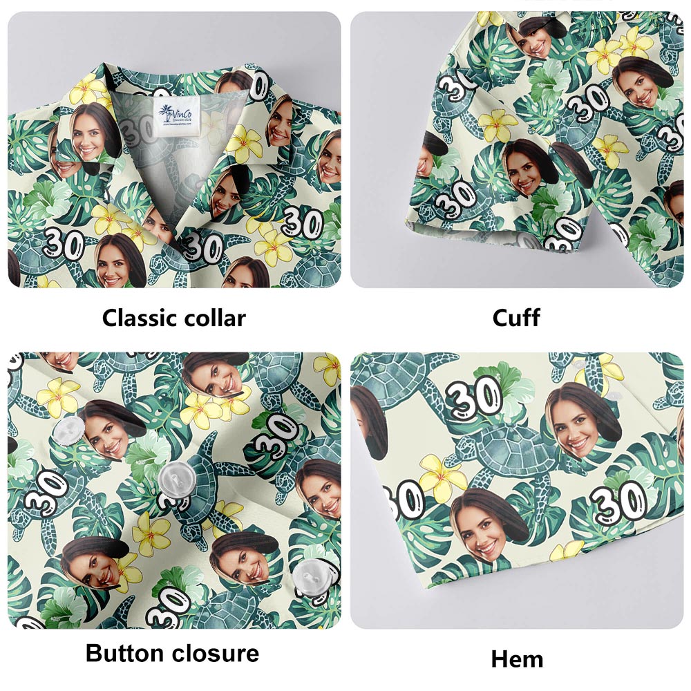 Custom Face And Age Turtle Hawaiian Shirt