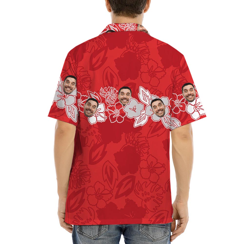 Custom Different Face Men's Tropical Button Up Shirt